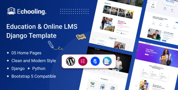 Echooling - Education WordPress Theme WordPress theme homepage layout for a academy education website