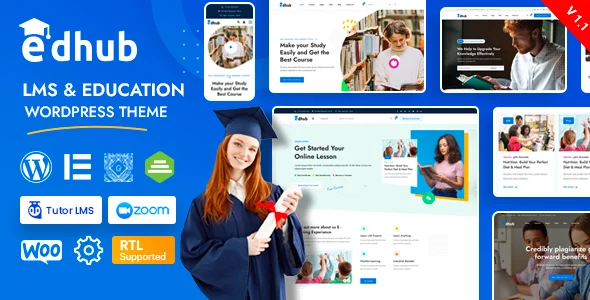 Edhub - Education WordPress Theme WordPress theme homepage layout for a academy education website