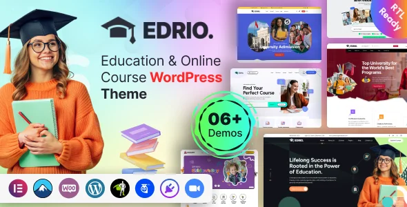 Edrio - Education & Online Course WordPress Theme WordPress theme homepage layout for a academy education website