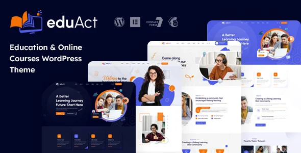 EduAct - Education & Courses WordPress Theme WordPress theme homepage layout for a academy education website