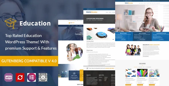 EduBox - Education WordPress Theme WordPress theme homepage layout for a academy education website