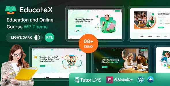 EducateX - Education & Online Course WordPress Theme + RTL WordPress theme homepage layout for a college wordpress theme education website