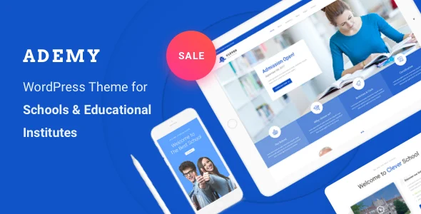 Education WordPress Theme - Ademy WordPress theme homepage layout for a academy education website