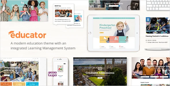 Educator - Education WordPress Theme for University & School WordPress theme homepage layout for a college management education website