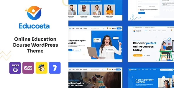 Educosta - Education WordPress Theme WordPress theme homepage layout for a academy education website