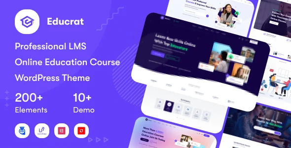 Educrat - Online Course Education WordPress Theme WordPress theme homepage layout for a academy education website