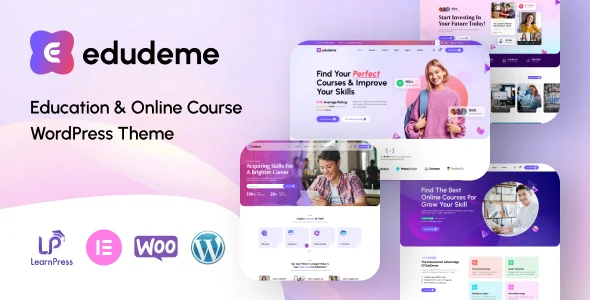 Edudeme - Education & Online Course WordPress Theme WordPress theme homepage layout for a courses education website