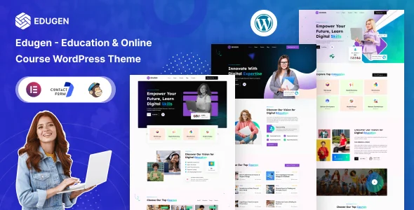 Edugen - Education & Online Course WordPress Theme WordPress theme homepage layout for a academy education website