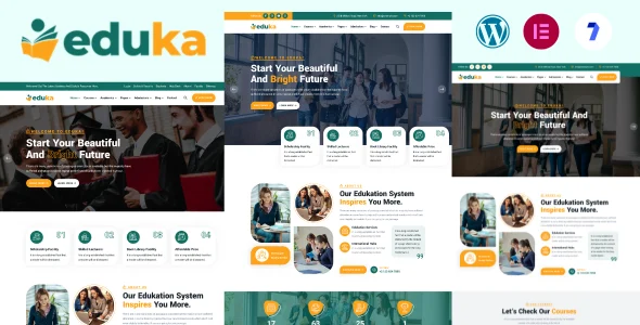 Eduka - School, College and Courses WordPress Theme WordPress theme homepage layout for a education education website