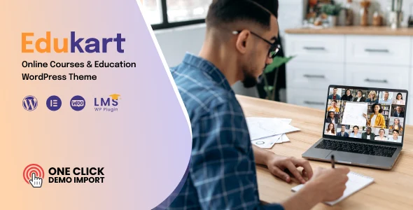 EduKart - LMS Education WordPress Theme WordPress theme homepage layout for a academy education website