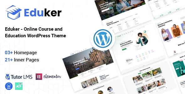 Eduker – Education WordPress Theme WordPress theme homepage layout for a academy education website