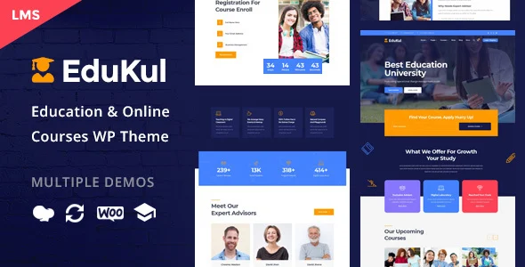 Edukul | Online Courses WordPress Theme WordPress theme homepage layout for a academy education website