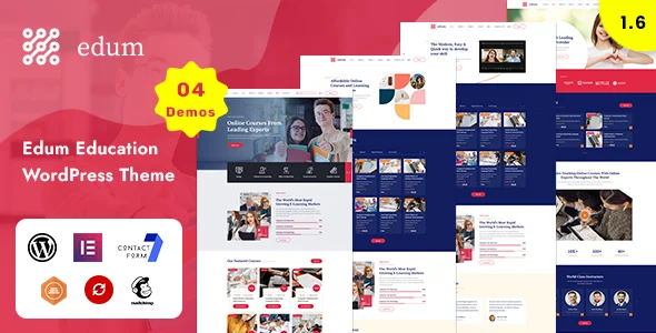 Edum - LMS & Education WordPress Theme WordPress theme homepage layout for a academy education website