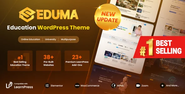 Eduma - Education WordPress Theme WordPress theme homepage layout for a academy education website