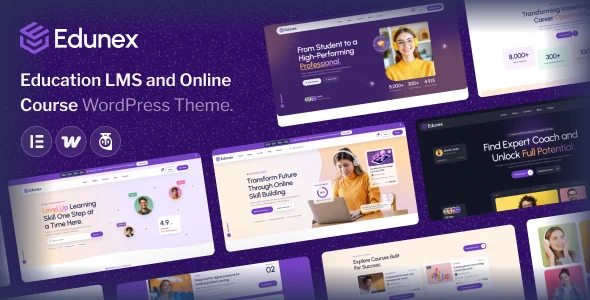 Edunex - Education LMS & Online Course WordPress Theme WordPress theme homepage layout for a coaching education website