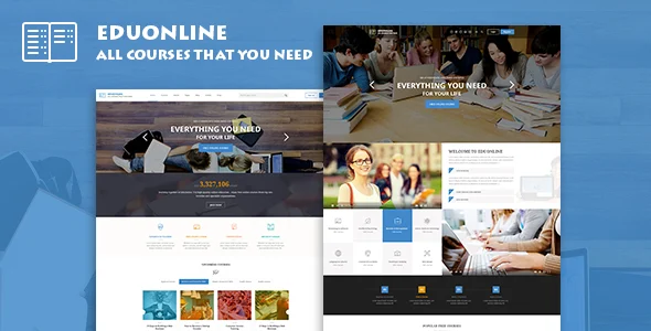 Eduonline - Education & University WordPress Theme WordPress theme homepage layout for a classes education website