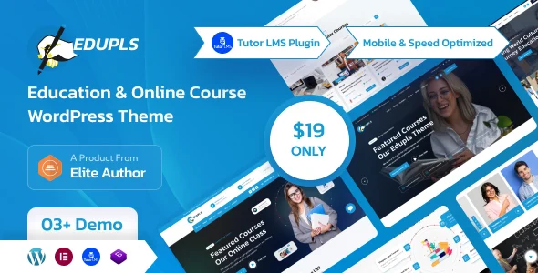 Edupls - Education & Online Course WordPress Theme WordPress theme homepage layout for a education education website