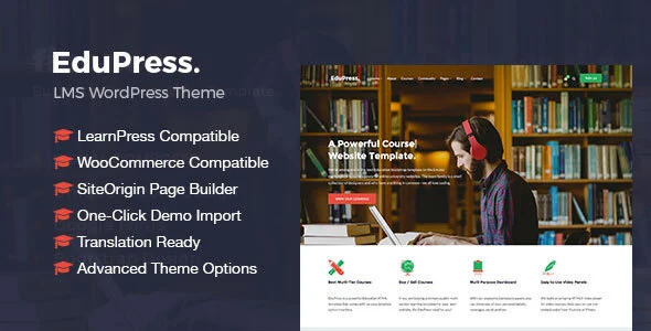EduPress | Responsive LMS, University Education WordPress Theme WordPress theme homepage layout for a classes education website