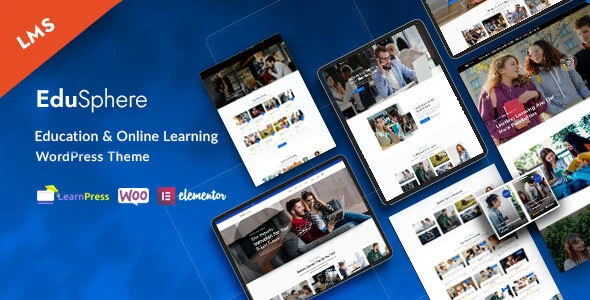 EduSphere - Education & Online Learning WordPress Theme WordPress theme homepage layout for a college education website