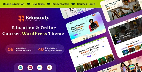EduStudy – Education & Online Course WordPress Theme WordPress theme homepage layout for a academy education website
