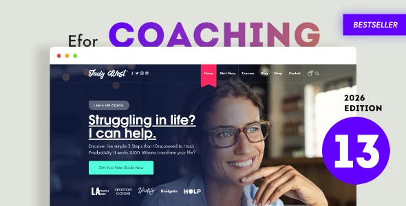 Efor - Coaching & Online Courses WordPress Theme WordPress theme homepage layout for a business coach education website
