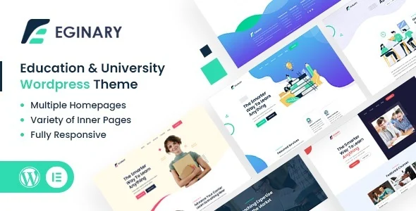 Eginary - Education & University WordPress Theme WordPress theme homepage layout for a academy education website