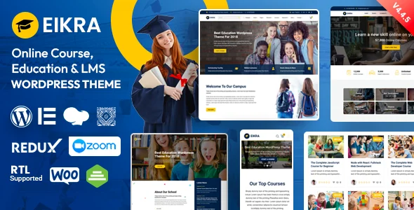 Eikra - Education WordPress Theme WordPress theme homepage layout for a academy education website