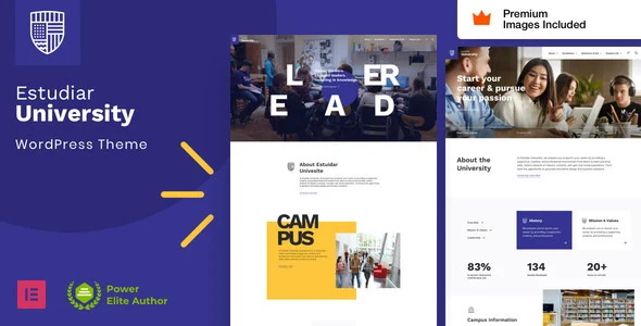 Estudiar - University School WordPress theme homepage layout for a academy education website