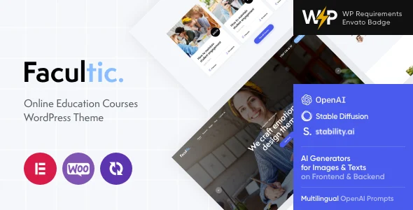 Facultic - Tutoring, Teacher, Tuition WordPress Theme + LearnPress Online Courses WordPress theme homepage layout for a classes education website