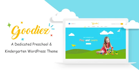 Goodiez  -  Kindergarten WordPress Theme WordPress theme homepage layout for a art education website