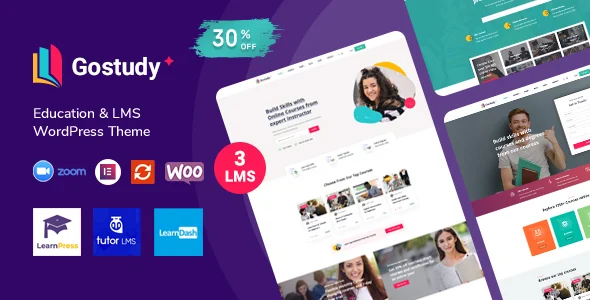 Gostudy - Education WordPress Theme WordPress theme homepage layout for a course education website