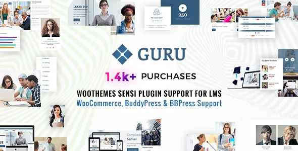 Guru | Learning Management WordPress WordPress theme homepage layout for a classes education website