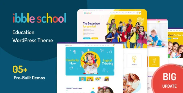 Ibble - Education WordPress Theme WordPress theme homepage layout for a academy education website