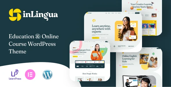 inLingua - Education & Online Course WordPress Theme WordPress theme homepage layout for a coaching education website
