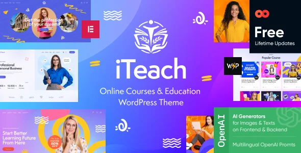 iTeach - Teaching & Classes Education WordPress Theme + Store & LearnPress WordPress theme homepage layout for a classes education website