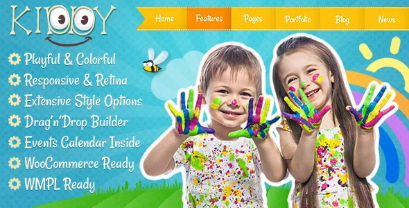 Kiddy - Children WordPress theme WordPress theme homepage layout for a child care education website