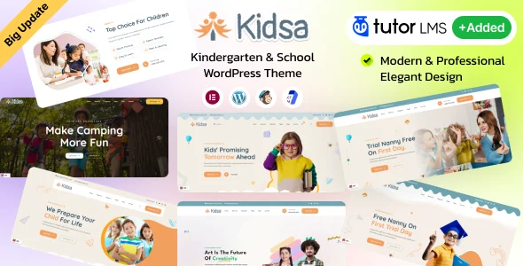 Kidsa - Kindergarten & School WordPress Theme + RTL WordPress theme homepage layout for a child education website