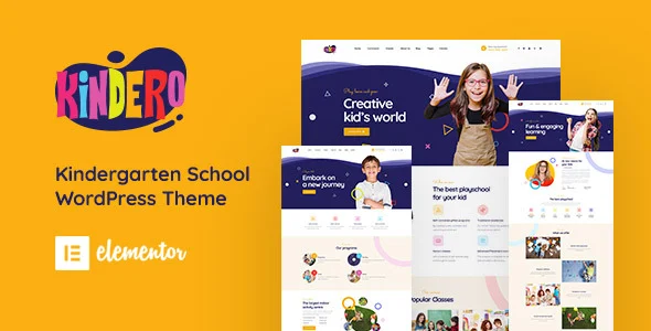 Kindero - Kindergarten School WordPress Theme WordPress theme homepage layout for a acedemy education website