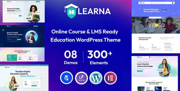 Learna - Education & Online Course WordPress Theme WordPress theme homepage layout for a academy education website