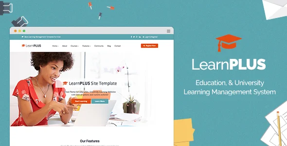 LearnPLUS | Education LMS Responsive Theme | Education WordPress theme homepage layout for a class education website
