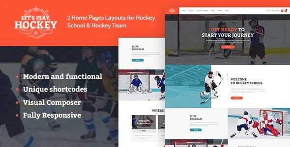 Let's Play | Hockey School & Winter Sports WordPress Theme WordPress theme homepage layout for a classes education website