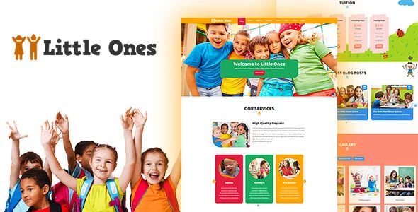Little Ones - One Page Children/Daycare WordPress Theme WordPress theme homepage layout for a alphabet education website