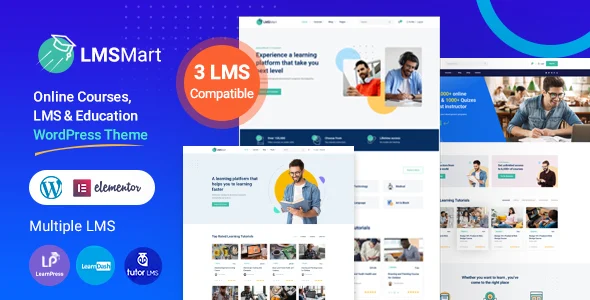 LMSmart - Education WordPress Theme WordPress theme homepage layout for a academy education website