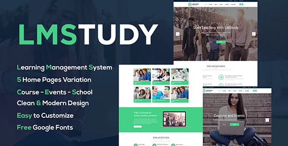 LMStudy - Education LMS WooCommerce Theme WordPress theme homepage layout for a academy education website