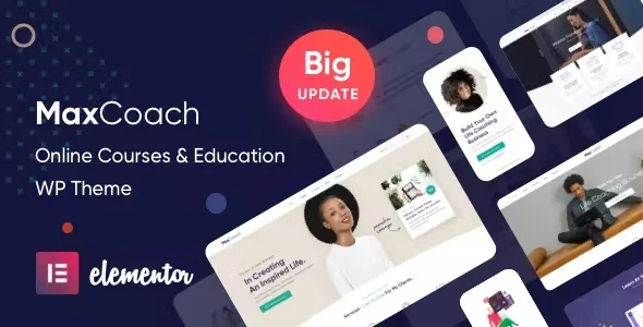 MaxCoach - Online Courses, Personal Coaching & Education WP Theme WordPress theme homepage layout for a coach education website