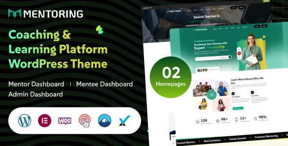 Mentoring - Mentor, Coaching & Tutor Booking WordPress Theme WordPress theme homepage layout for a appointment booking education website