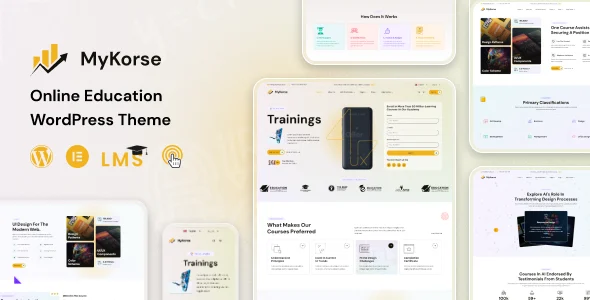 MyKorse - Education WordPress Theme WordPress theme homepage layout for a academy education website