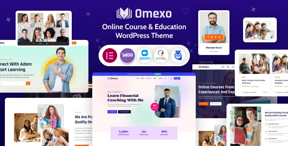 Omexo - Education & Online Course Elementor WordPress Theme WordPress theme homepage layout for a academy education website