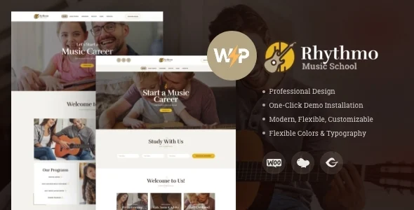 Rythmo | Arts & Music School WordPress Theme WordPress theme homepage layout for a art education website