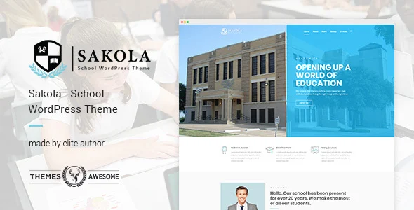 Sakola | School WordPress Theme WordPress theme homepage layout for a academics education website